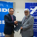 Firmaron el contrato de renovación de línea global de crédito, el Director BCIE por Nicaragua Dr. Silvio Conrado y el Presidente Ejecutivo y Gerente General, Licenciado Juan Carlos Argüello Robelo.