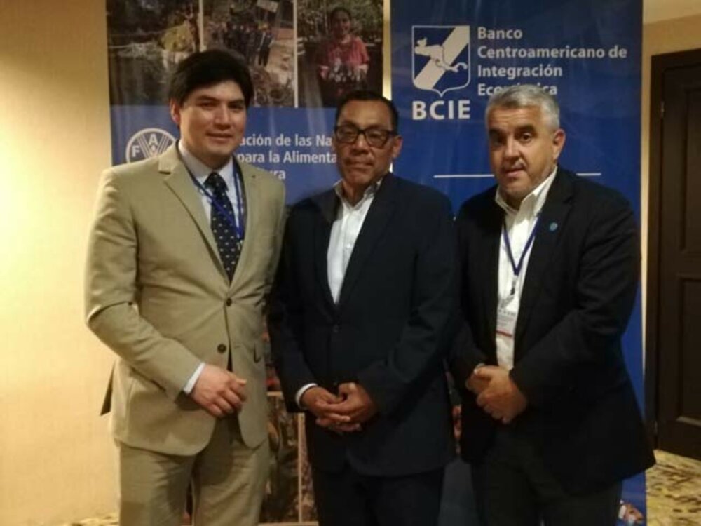 El Gerente de País BCIE Guatemala, Trevor Estrada; Roberto Harrison de la SECAC y el Coordinador de FAO en Mesoamérica, Adoniram Sanches presidieron la sesión de trabajo.